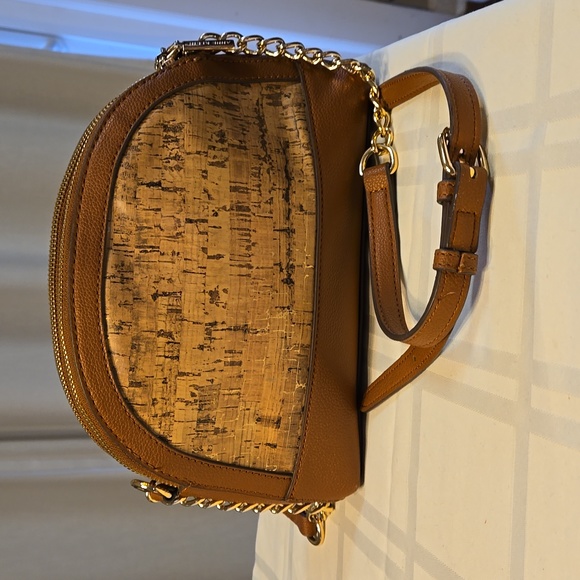 Anne Klein Finn triple compartment cork crossbody, Carmel - Picture 4 of 13